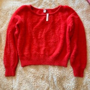 Fluffy red sweater